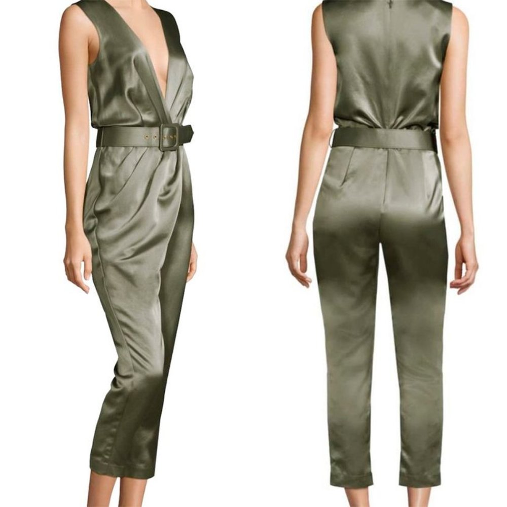 NWT MISHA Kaela Pant Jumpsuit in Khaki Sz‎ 10